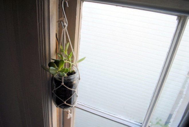 DIY, recycled, string, planter, succulent, interior, how-to, knotted, plants, decoration