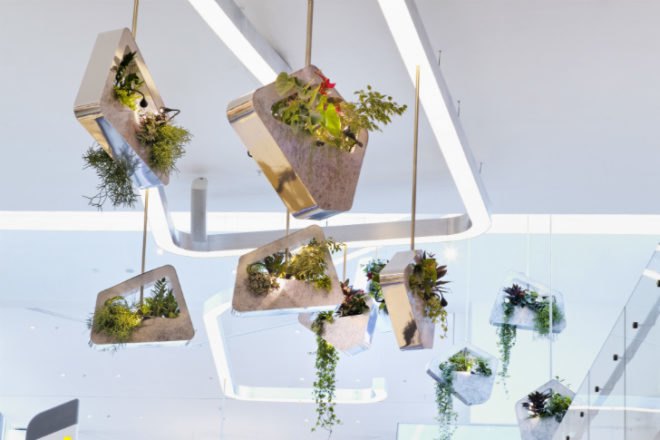Green Mobile, Prague, Alexis Tricoire, hanging garden, 3form varia, mini garden, green lighting, green interiors