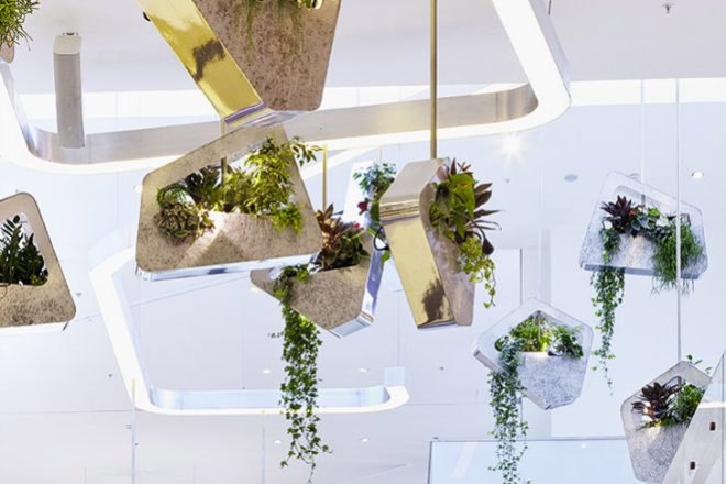 Green Mobile, Prague, Alexis Tricoire, hanging garden, 3form varia, mini garden, green lighting, green interiors