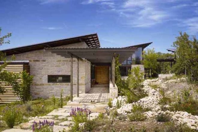 green design, eco design, sustainable design, Karla Greer, Lake Flato Architects, LEEd Platinum home, Leon Springs Texas, rainwater catchment system