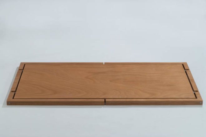 Lodovico Bernardi, Lodovico Bernardi folding table, flat folding table, transforming furniture, folding furniture, table design, dining table design, Italian designers, flexible spaces, flexible living, waste reduction, thin furniture