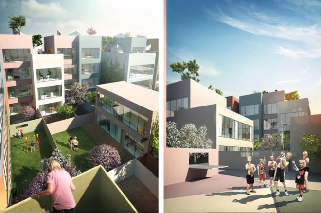 Emmen housing MVRDV, MVRDV housing block, MVRDV Urban hybrid, social housing, architecture competition, Swiss architecture, Emmen Switzerland, affordable housing, pixelated building