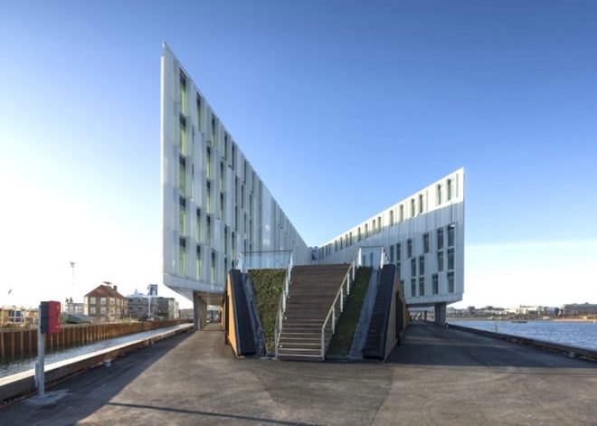 solar panel, UN, copenhagen, LEED Platinum, green design, sustainable design, eco-design, UN City, Denmark, daylighting, rainwater harvesting, seawater cooling