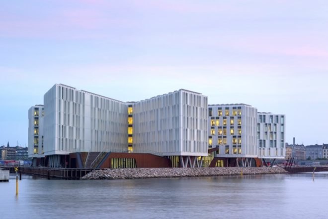 solar panel, UN, copenhagen, LEED Platinum, green design, sustainable design, eco-design, UN City, Denmark, daylighting, rainwater harvesting, seawater cooling