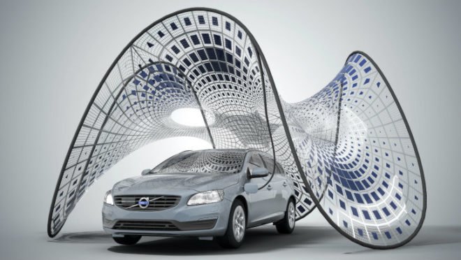 Volvo, Pure Tension, Solar charger, solar charging, solar charging station, solar canopy, electric cars, plug-in cars, transportation, alternative transportation