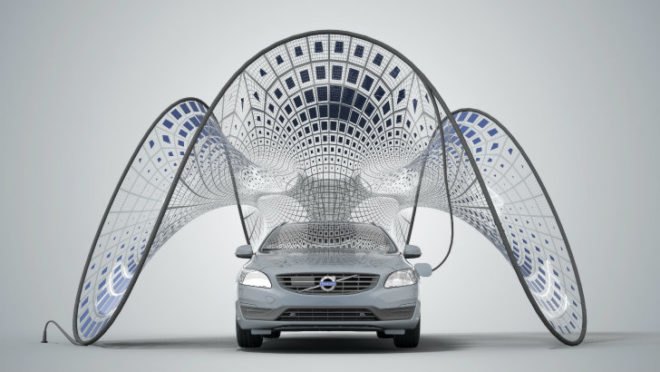 Volvo, Pure Tension, Solar charger, solar charging, solar charging station, solar canopy, electric cars, plug-in cars, transportation, alternative transportation