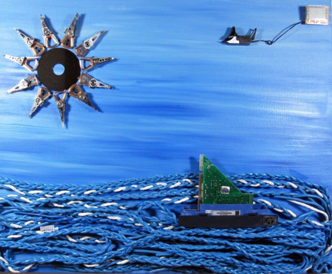 andy avalar, recycled materials, art, eco art, green art, sustainable design, green design, recycled computer parts, recycled electronics, e-waste