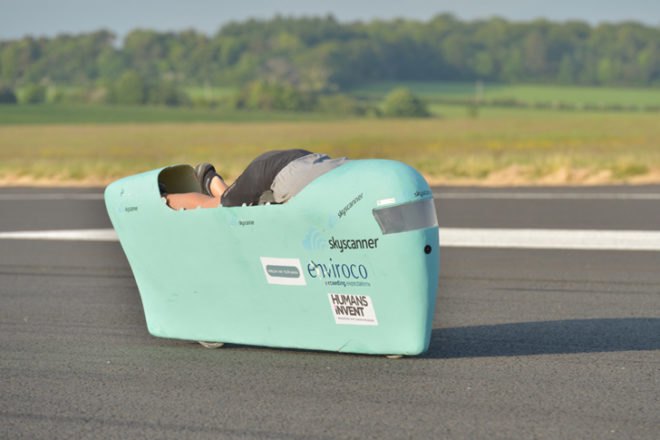 Graeme Obree, recycled materials, supine recumbent, recycled bike, human powered land speed record, beastie bike, graeme obree beastie