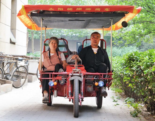 solar tricycle, electric vehicle, green transportation, renewable energy, solar power, Li Linxiang, Zhao Yafan, china, Shenyang, world tour, electric trike, electric tricycle, green design