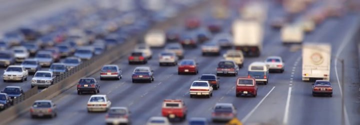 Traffic jam, congestion, highway traffic, rush hour traffic, tilt-shift, depth of field