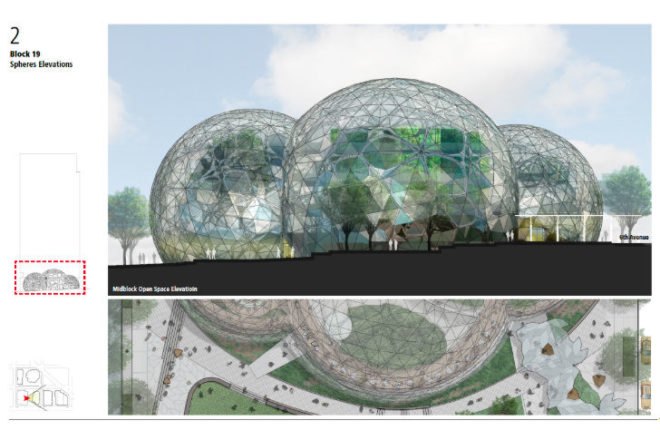 Amazon Headquarters, NBBJ, biospheres, seattle, eco campus, amazon, biosphere greenhouses, green headquarters