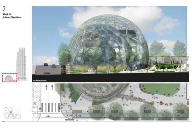 Amazon Headquarters, NBBJ, biospheres, seattle, eco campus, amazon, biosphere greenhouses, green headquarters