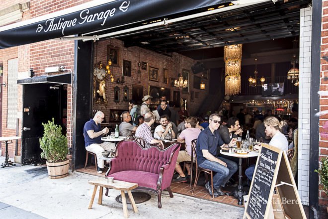 repurposed garage, repurposed building, garage restaurant, creative reuse, new york city, antique garage, repurposed architecture