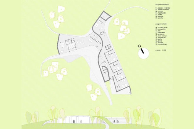 CAEaCLAVELES, hotel, green roof, eco travel, spain, Longo Roldan Arquitectos