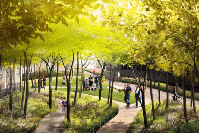 Construction Begins, Bloomingdale Trail, The 606, chicago, Michael Van Valkenburgh Associates, landscape architecture, elevated rail park, urban park
