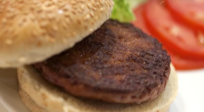 Lab-Grown, Beef Burger, Sergey Brin, Twitter-backed projects, Beyond Meat Chicken Strip, plant-based protein, fake meat, lab-grown burger, stem cells, research, The Netherlands, protein alternatives, meat alternatives, fake chicken, soy-based protein alternatives, soy chicken strips, beyond soy