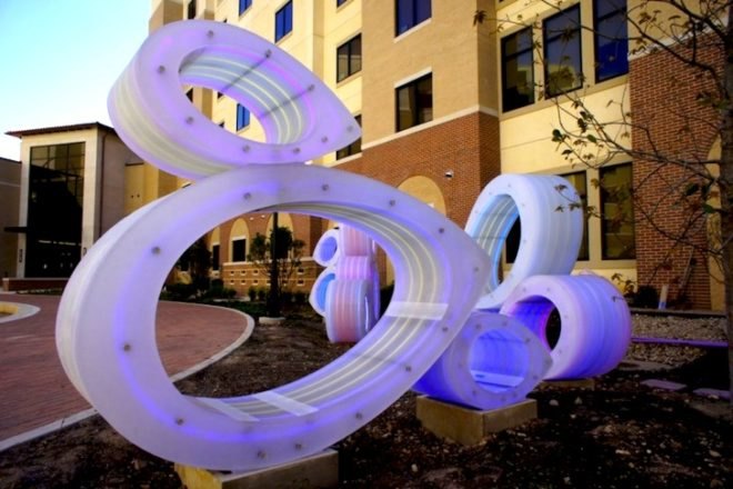 Joe O' Connell and Blessing Hancock, JP Public Art, Texas State University, Fish Bellies, public art, LED illuminated fish in Texas, Texas fish bellies, San Marcos River, Biomorphic fish, interactive art, LED lighting, energy efficiency, green design, eco art, sustainable design, eco design,