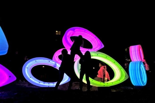Joe O' Connell and Blessing Hancock, JP Public Art, Texas State University, Fish Bellies, public art, LED illuminated fish in Texas, Texas fish bellies, San Marcos River, Biomorphic fish, interactive art, LED lighting, energy efficiency, green design, eco art, sustainable design, eco design,