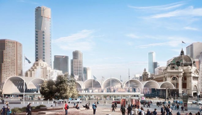 Herzog & de Meuron, Hassell, Melbourne, station, competition, architecture, infrastructure, railway, Flinders Street Station, public art gallery,