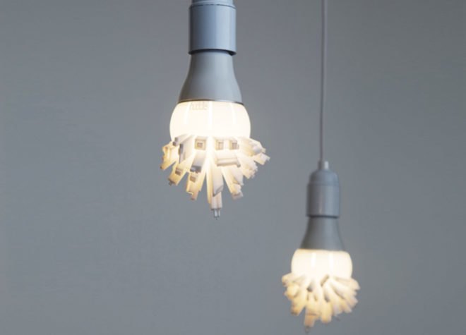 David Grass, Huddle 3d-printed light bulb, 3d printed light bulb, LED light bulb, LED lighting, green lighting, light bulb design, 3d printing, 3d printer, 3d printing technology, green design