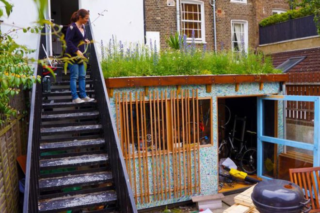 Shed of the Year Competition, bike shed, eco shed, recycled yogurt plastic, smile plastics, green roof, corten steel, London, FSC wood, Tiny Homes, Recycled Materials, London, Architecture, DIY, green roof,
