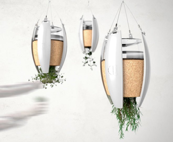 green design, eco design, sustainable design, Michael Oechsle, OLED planter, plant powered light, hanging lamp, LivingLights