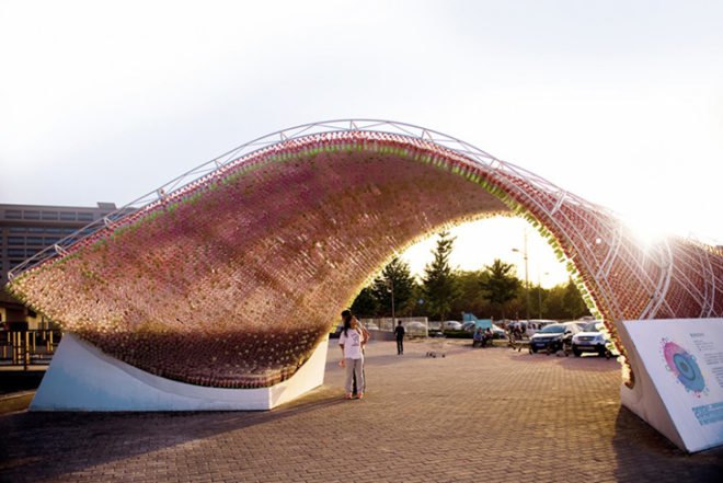 Penda, recycled plastic bottles, coca-cola, Beijing, China, architecture, green materials, art, architecture, recycled materials