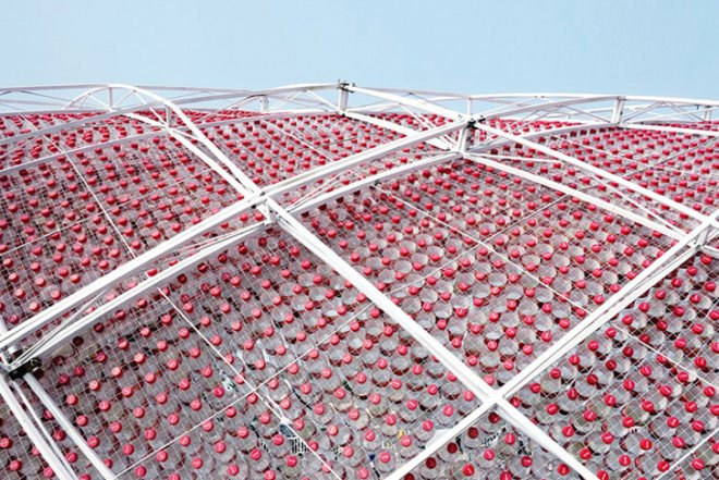 Penda, recycled plastic bottles, coca-cola, Beijing, China, architecture, green materials, art, architecture, recycled materials
