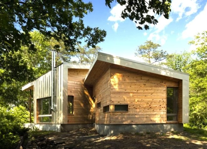 Ridge House, GriD Architects, West Virginia, sheet metal, Seneca Rocks, clerestory windows, natural lighting, passive solar design, winter solar gain, green design, sustainable design, eco-design, Potomac River, mountains of West Virginia, weekend home