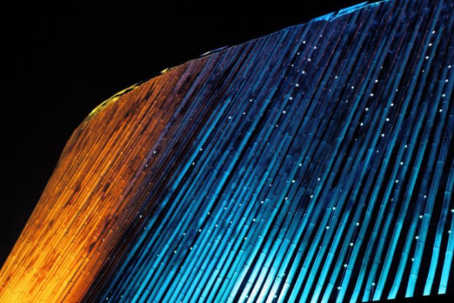 Ring Celestial Bliss, J.J. Pan & Partners, Taiwan Lantern Festival, Chinese New Year Festivals, bamboo structures, locally sourced materials, recycled steel, recycled materials, bamboo, Taiwan, floating building, LED lights