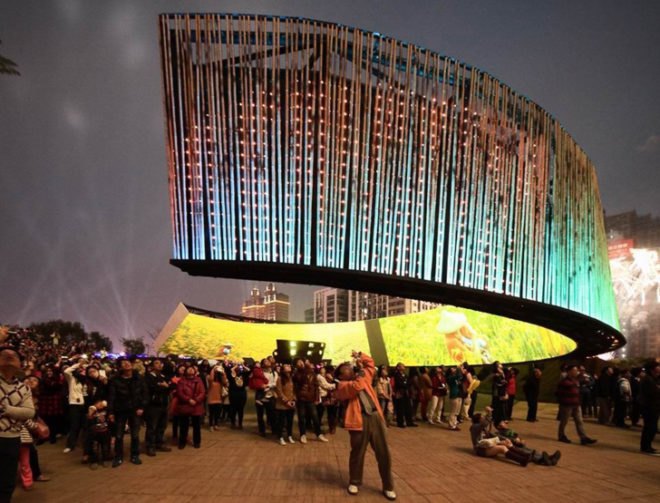 Ring Celestial Bliss, J.J. Pan & Partners, Taiwan Lantern Festival, Chinese New Year Festivals, bamboo structures, locally sourced materials, recycled steel, recycled materials, bamboo, Taiwan, floating building, LED lights