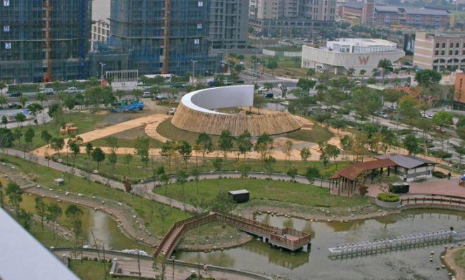 Ring Celestial Bliss, J.J. Pan & Partners, Taiwan Lantern Festival, Chinese New Year Festivals, bamboo structures, locally sourced materials, recycled steel, recycled materials, bamboo, Taiwan, floating building, LED lights