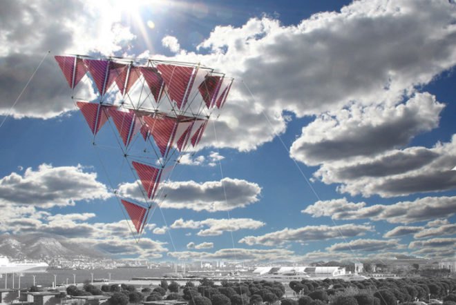 Tomas Saraceno, Solar Bell sculpture, Tomas Saraceno Solar Bell, flying sculpture, flying sculpture Rotterdam, Maasvlakte 2 Rotterdam, Rotterdam flying sculpture, solar panels, solar energy, wind power, flying buildings, renewable energy sources, green design, eco-friendly art