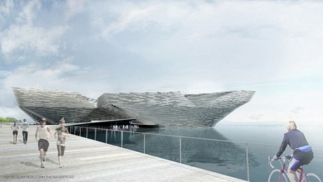 Kengo Kuma Architects, V&A Dundee, Scotland, Japanese architecture, sustainable design, eco-design, design centers in Scotland, waterfront buildings in Scotland, Craig Harbor, Dundee, natural light, natural ventilation, urban planning