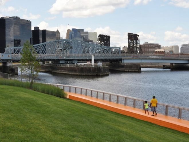 Newark riverfront park, Newark new riverfront park, Passaic river, mayor cory booker, Newark mayor cory booker, Newark waterfront park, Newark green spaces, Newark public parks, Newark boardwalk, Newark boat dock