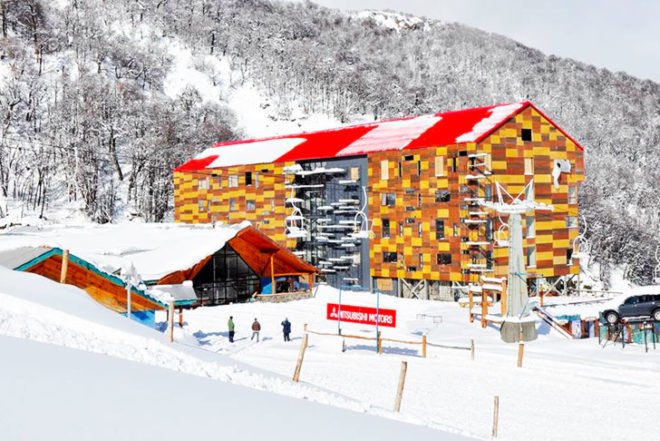 o2 arquitectos, restoration, hotel, Chile, Andes mountains, recycled wooden boards, pixilated facade, thermal waters, sustainable heating, Architecture, Daylighting, Recycled Materials, Green Materials,