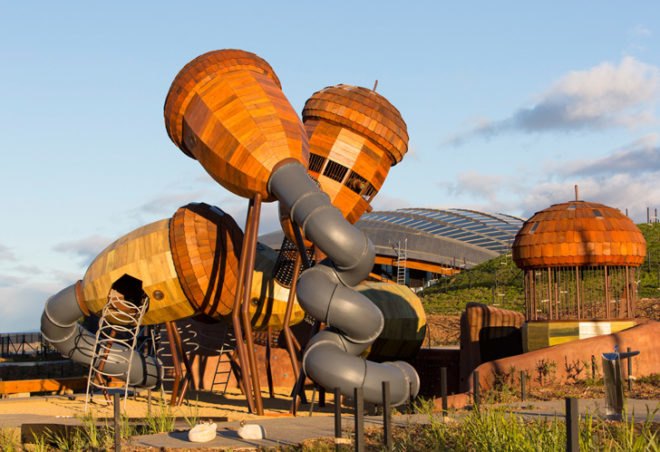 Taylor Cullity Lethlean, wooden playground, Pod Playground, Australia, oak, playground, acorn, Architecture, Art, Botanical, Landscape Architecture, Green Materials,
