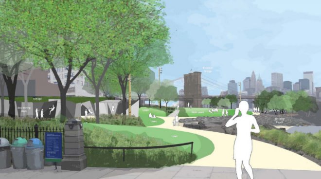 Brooklyn Bridge Park, Midtown Equities, Rockwood Capital, HK Organization, DUMBO, Empire Stores, LEED Certification, Green Buildings, St. Ann’s Warehouse, Parks and Recreation, Veronica White, Parkland, Michael Van Valkenburgh Associates, Greening New York, Mayor Bloomberg, Michael Bloomberg, Tourist Attractions, Visiting Brooklyn, New York, Visiting New York, City Infrastructure, Green Cities,
