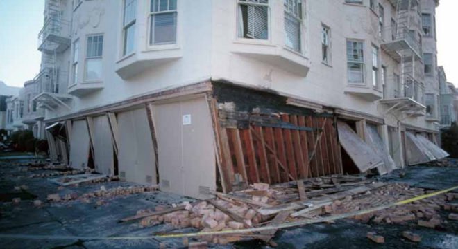 Earthquake building damage in San Francisco, California