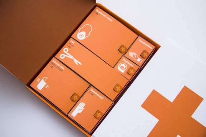 Kevin Harald Campean, first aid kit, pictograms, diploma work, redesigned first aid kit, packaging