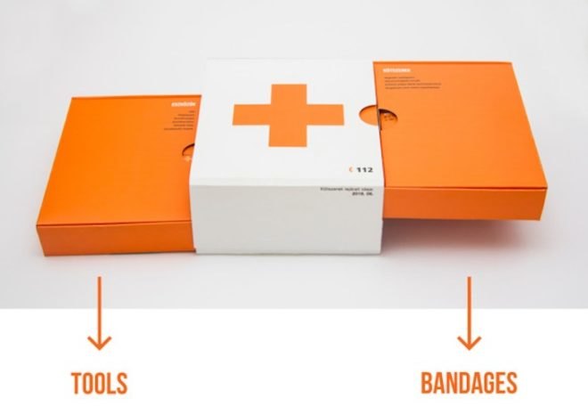 Kevin Harald Campean, first aid kit, pictograms, diploma work, redesigned first aid kit, packaging