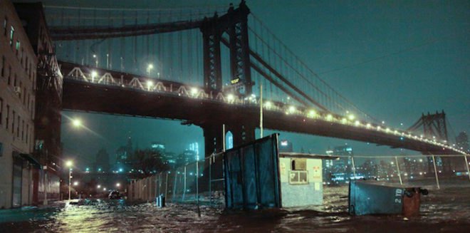 Flooding from Hurricane Sandy under the Brooklyn Bridge, New York flooding, brooklyn flooding, hurricane sandy