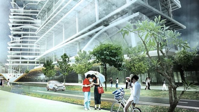 rainwater harvesting, earthquake resistant, Taiwan cultural center, raised landscape, green spaces, KAMJZ Poland