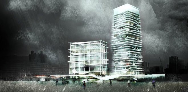 rainwater harvesting, earthquake resistant, Taiwan cultural center, raised landscape, green spaces, KAMJZ Poland
