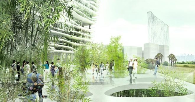 rainwater harvesting, earthquake resistant, Taiwan cultural center, raised landscape, green spaces, KAMJZ Poland