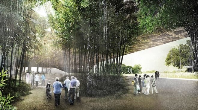 rainwater harvesting, earthquake resistant, Taiwan cultural center, raised landscape, green spaces, KAMJZ Poland