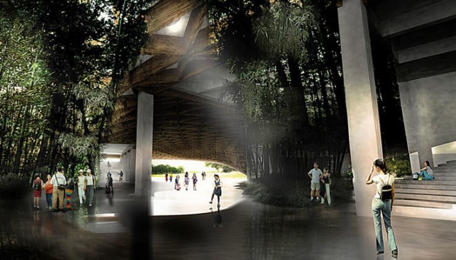 rainwater harvesting, earthquake resistant, Taiwan cultural center, raised landscape, green spaces, KAMJZ Poland