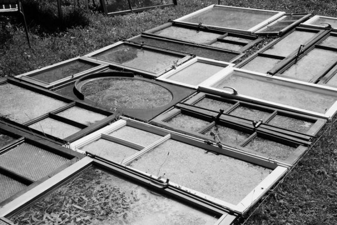 La Fabrique pavilion, Bureau A, Swiss architects, recycled windows pavilion, recycled windows, recycled materials, silent movies, Buster Keaton, self-constructed house, tiny homes, pavilions