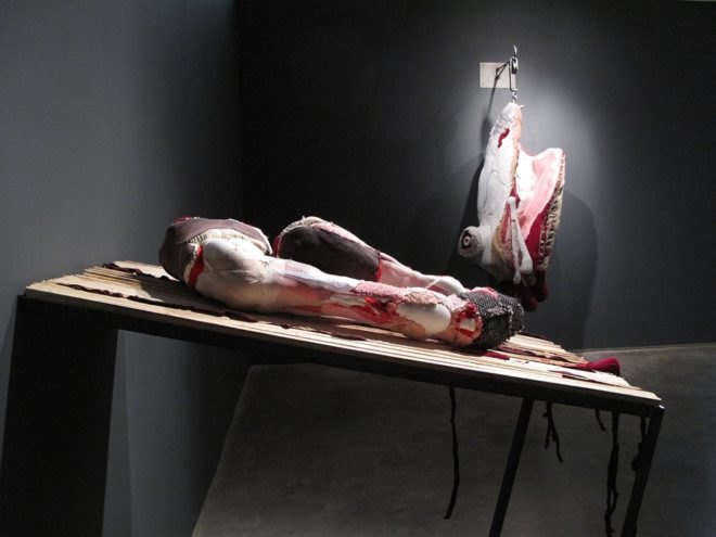 Tamara Kostianovsky, art, sculptures, fabrics, textiles, meat, violence, animal carcasses, death, Argentina, Brooklyn, Habeus corpus