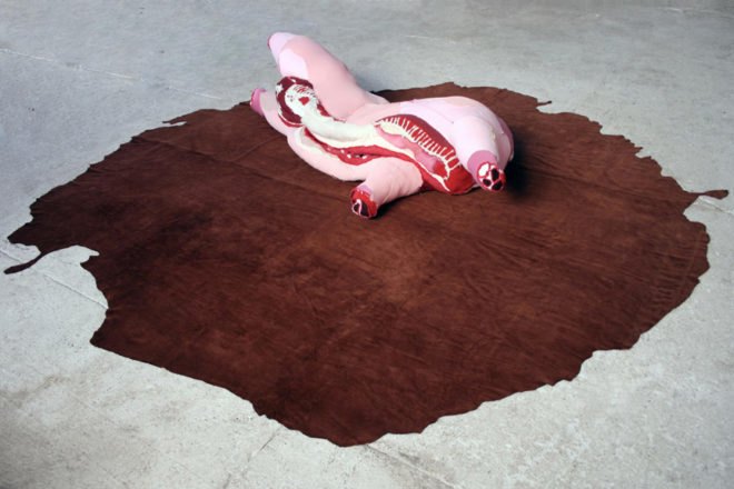 Tamara Kostianovsky, art, sculptures, fabrics, textiles, meat, violence, animal carcasses, death, Argentina, Brooklyn, Habeus corpus